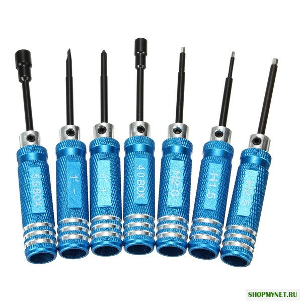 7PCS Черный / синий Нержавеющая сталь Hex Отвертка Отвертка Набор Рука для ремонта Инструмент