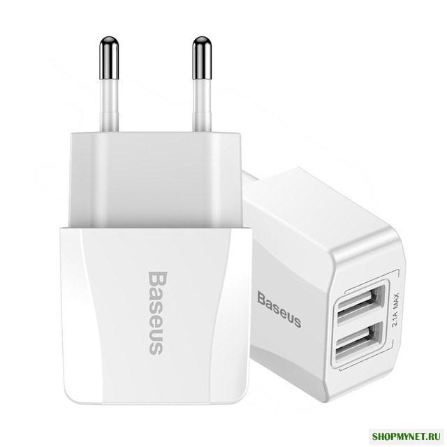 Baseus Mini 5V 2.1A Mini Dual USB EU Plug Travel Wall Charger для iPhone X 8 Samsung Xiaomi