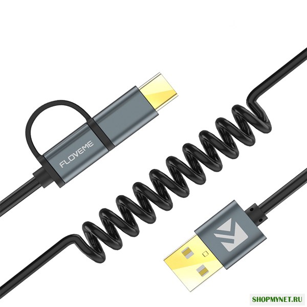 Floveme 2.8A 2 в 1 Тип-С Микро USB с QC3.0 2.0 Быстрый зарядный кабель 1,2 м для Samsung S8 Xiaomi 6 Huawei P10